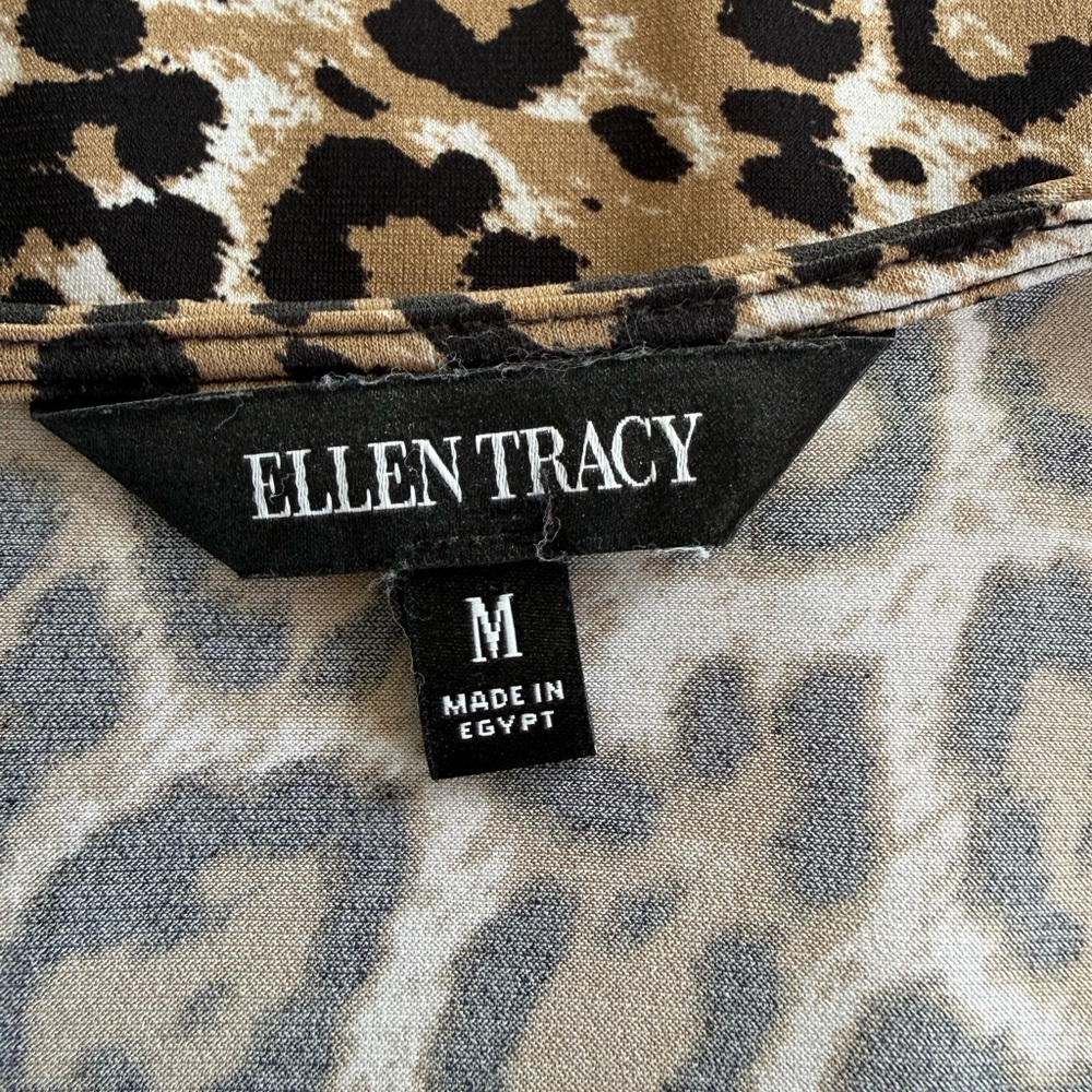 Ellen Tracy Leopard Print Cowl Neck Sleeveless Top Tank Blouse Animal Cheetah - Picture 7 of 8